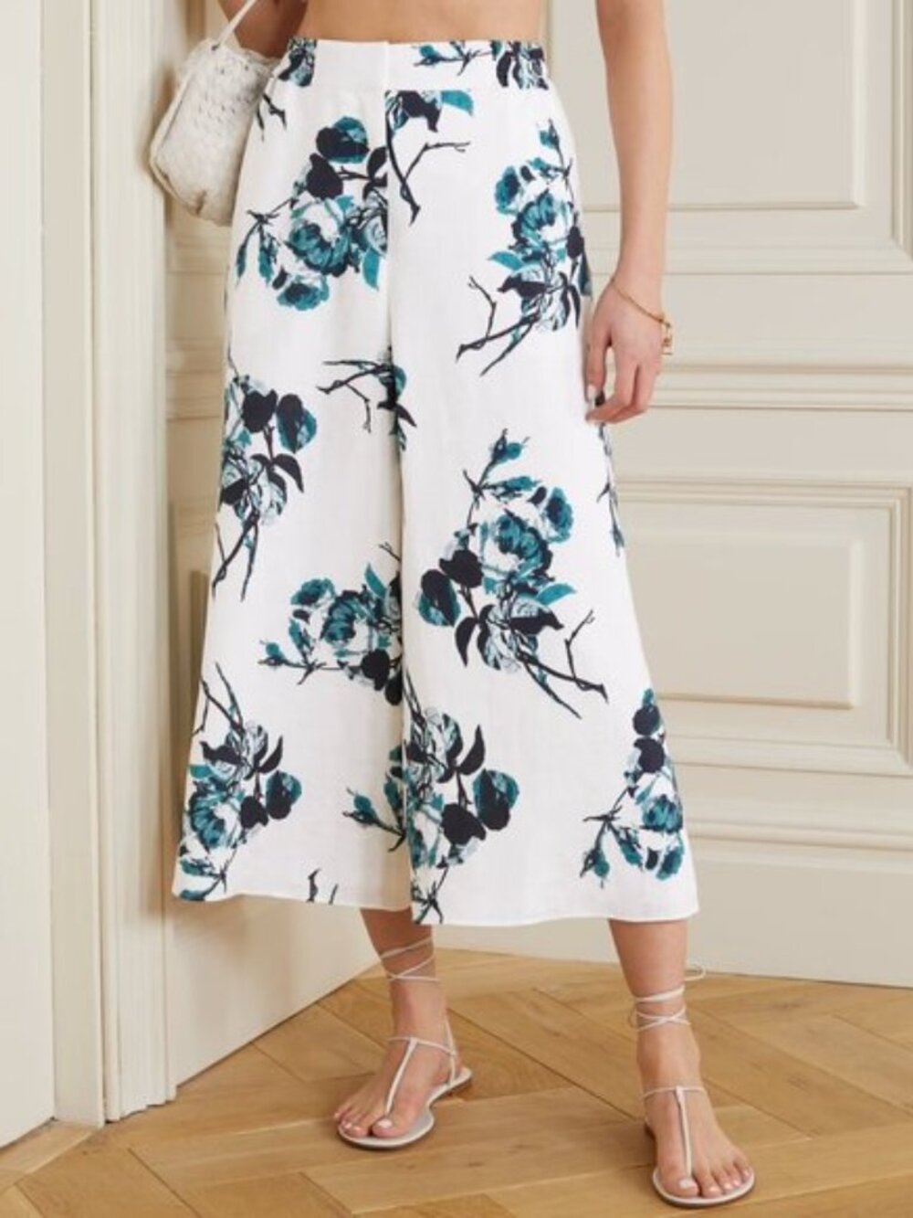 Erdem Wide Leg Linen Pant